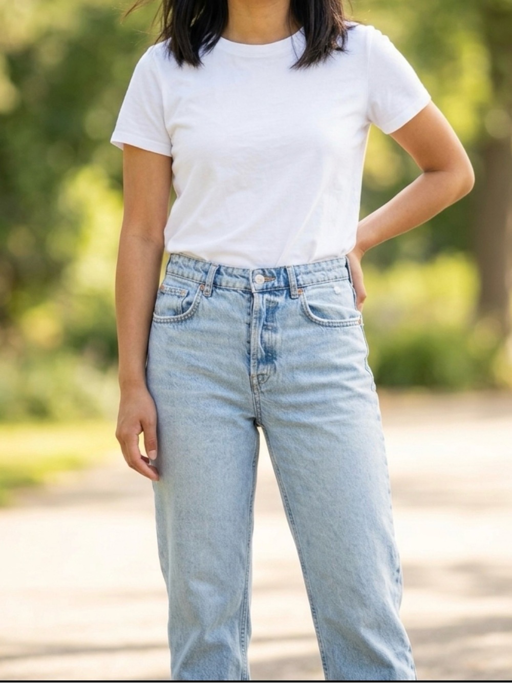 Zara Straight Leg Jeans in Blue Waist 28